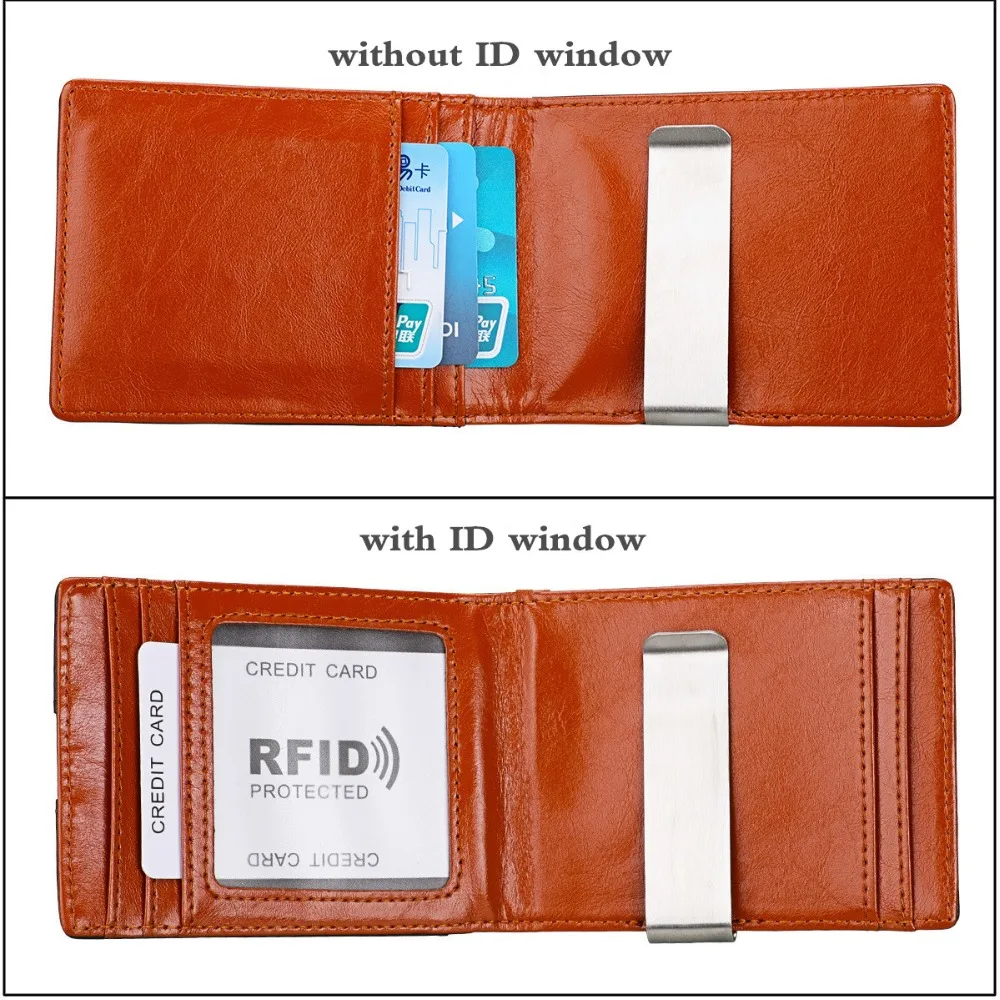 Мужской кошелек с зажимом для денег тонкий бумажник карт RFID Блокировка