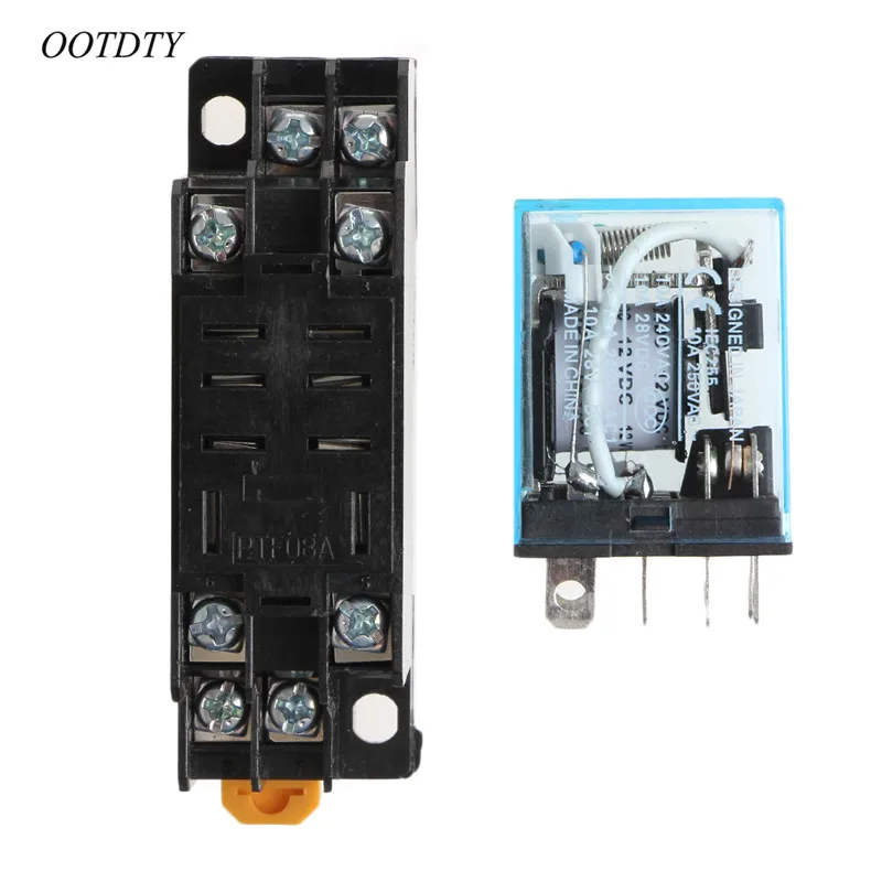 OOTDTY MY4NJ LY2NJ MY2NJ промежуточное реле MY4N J AC 220V DC 12V 10A 8 Pin с основанием|Реле| |