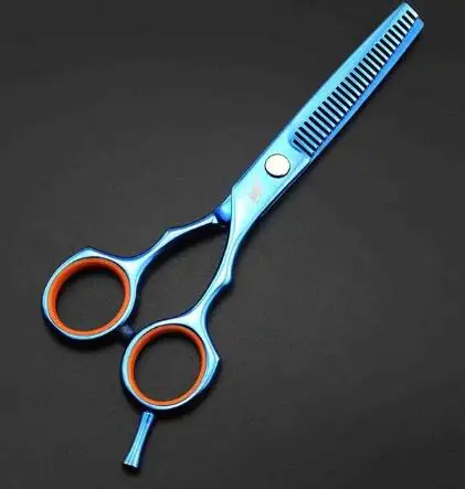 blue thinning 5,5 дюймовые Парикмахерские ножницы для домашних животных, филировочные ножницы для стрижки собак и кошек, парикмахерские стильные профессиональные разноцветные ножницы - Цвет: blue thinning