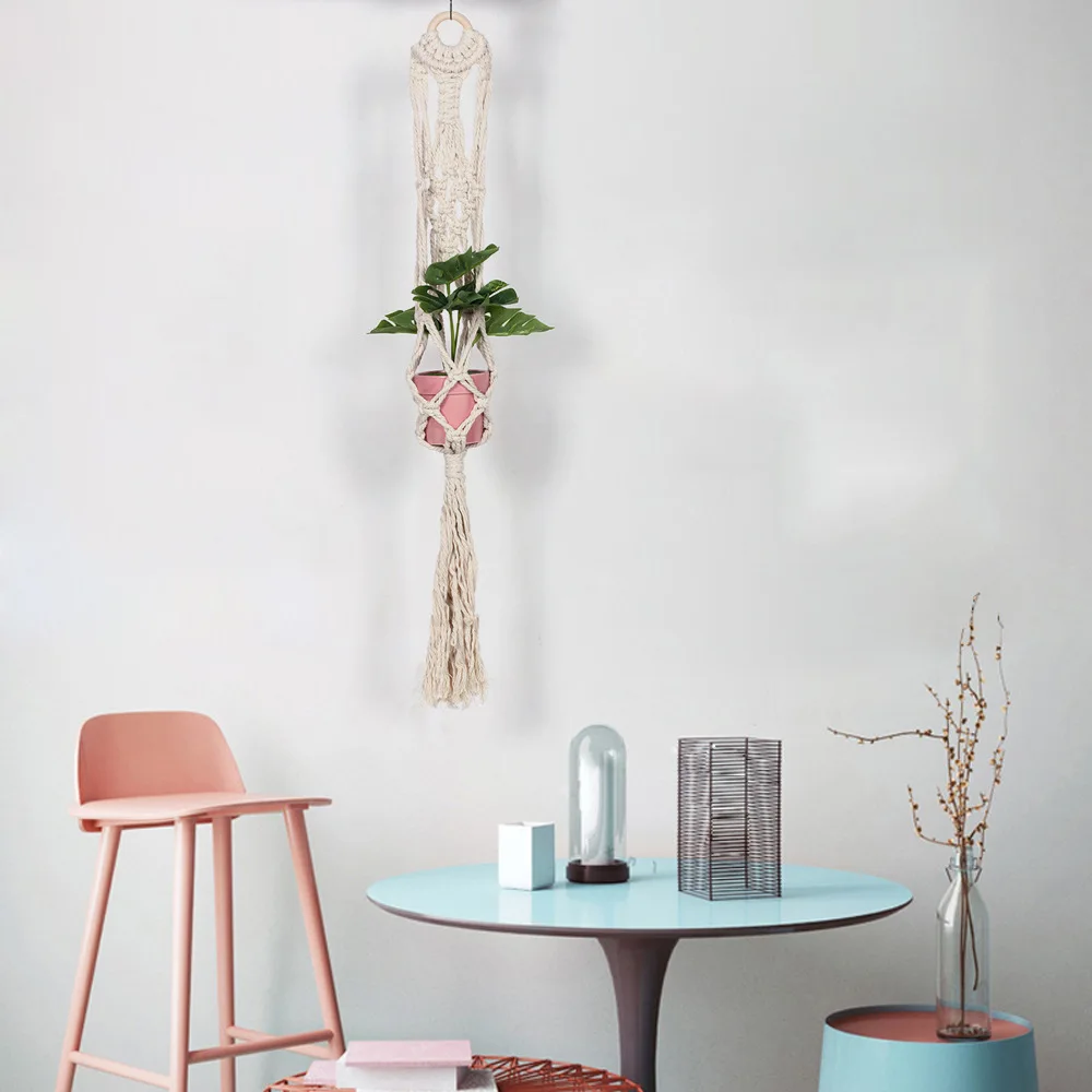 Высокое качество ручной работы Подвеска для растений из макраме шнур горшок