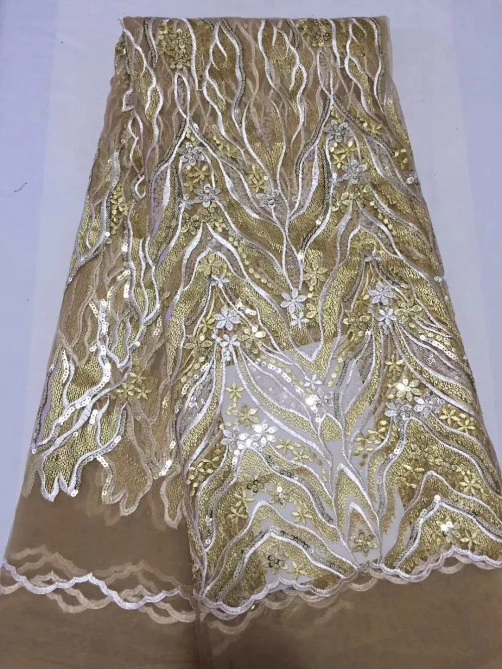 pure White African Lace Fabrics 5 Yards Guipure Fabric 2018 High Quality Beaded Cord For Wedding Dresse | Дом и сад