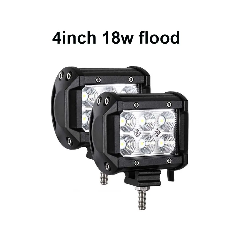 2pc 18w flood 4 7 12 17 20 28 36-44 дюйма внедорожный светодиодный бар головной светильник бар комбинированный луч для 4x4 УАЗ ATV грузовик внедорожник 12V 24V светодиодный рабочий светильник - Цвет: 2pc 18w flood