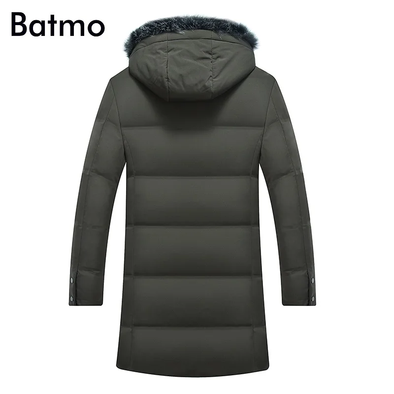 Batmo 2018 Новое поступление высокое качество 90% белый утиный пух воротник из лисьего