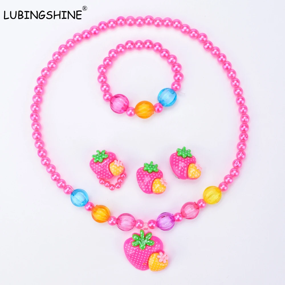 Детское ожерелье LUBINGSHINE в виде клубники для маленьких девочек и принцесс с