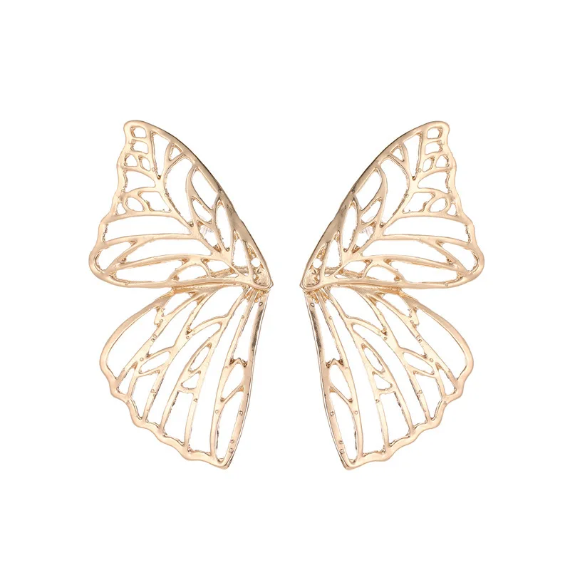 Hollow Butterfly Earrings Elegant Big Fan Shaped Metal Women Stud Fashion Jewelry Accessories | Украшения и аксессуары