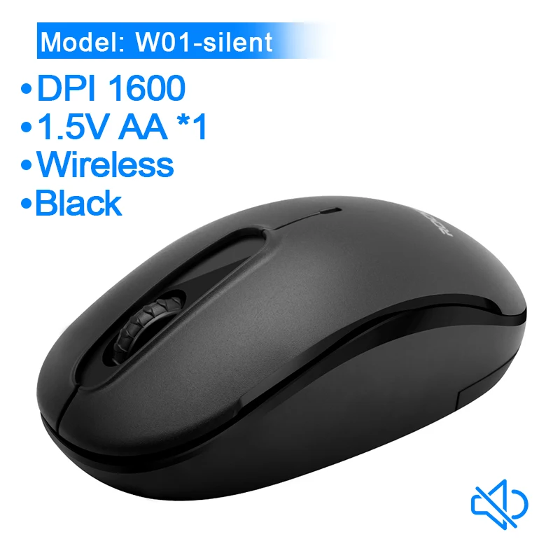 W01-silent Rocketek USB беспроводная мышь 2,4G 1600 dpi 3 кнопки эргономичная Для imac pro macbook ноутбук ПК оптическая мини мышь Бесшумная - Цвет: W01-silent