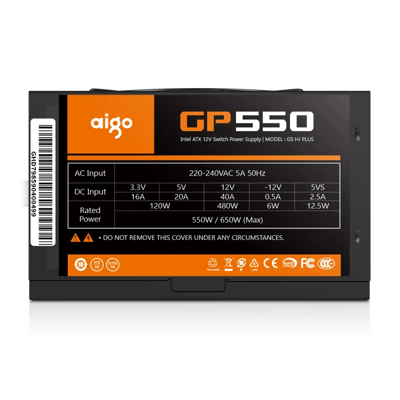 Aigo GP550 Активный источник питания Номинальная мощность 550Вт 80 плюс Бронзовый источник питания 12 В atx настольный компьютер блок питания