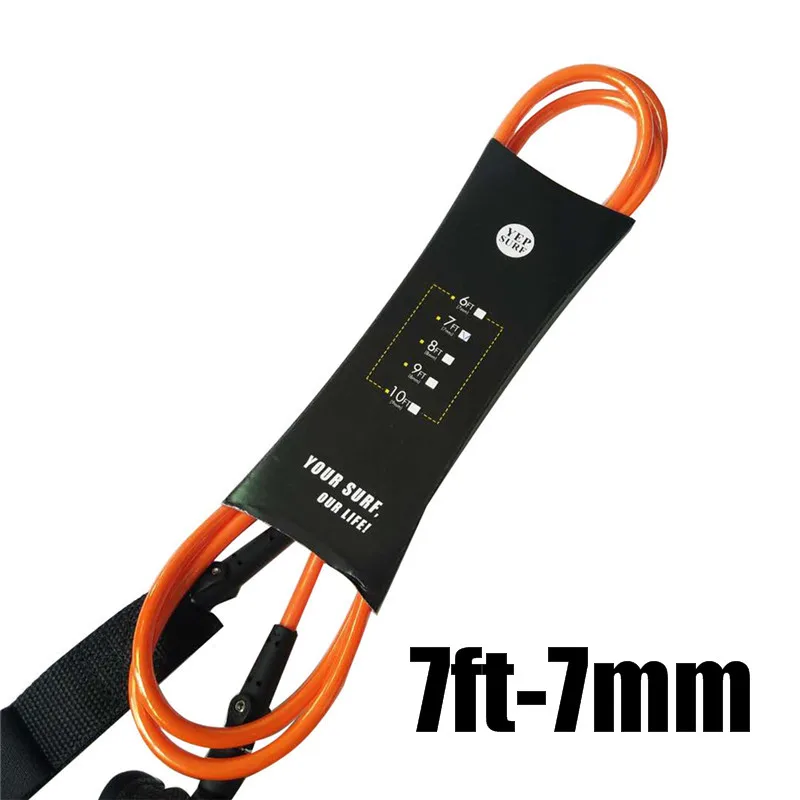 7ft-7mm orange Прямой поводок 6 футов, 7 футов, 8 футов, 9 футов 7 мм для серфинга поводок Yep. surf супер сильная тесьма из неопрена Strape - Цвет: 7ft-7mm orange