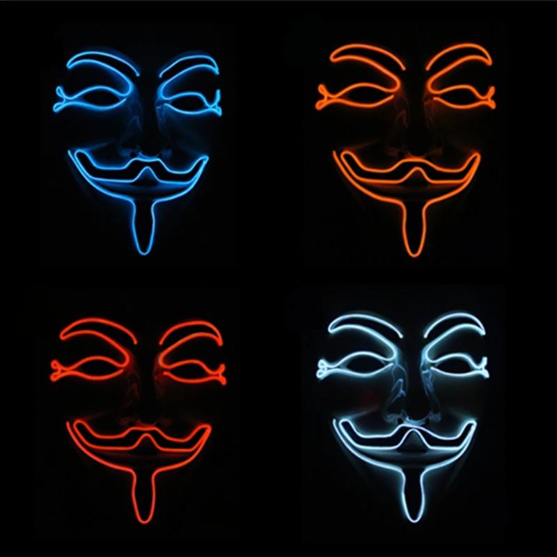 1 шт. вечерние маски V for Vendetta светодиодный светильник анонимные маска Гай Фокс