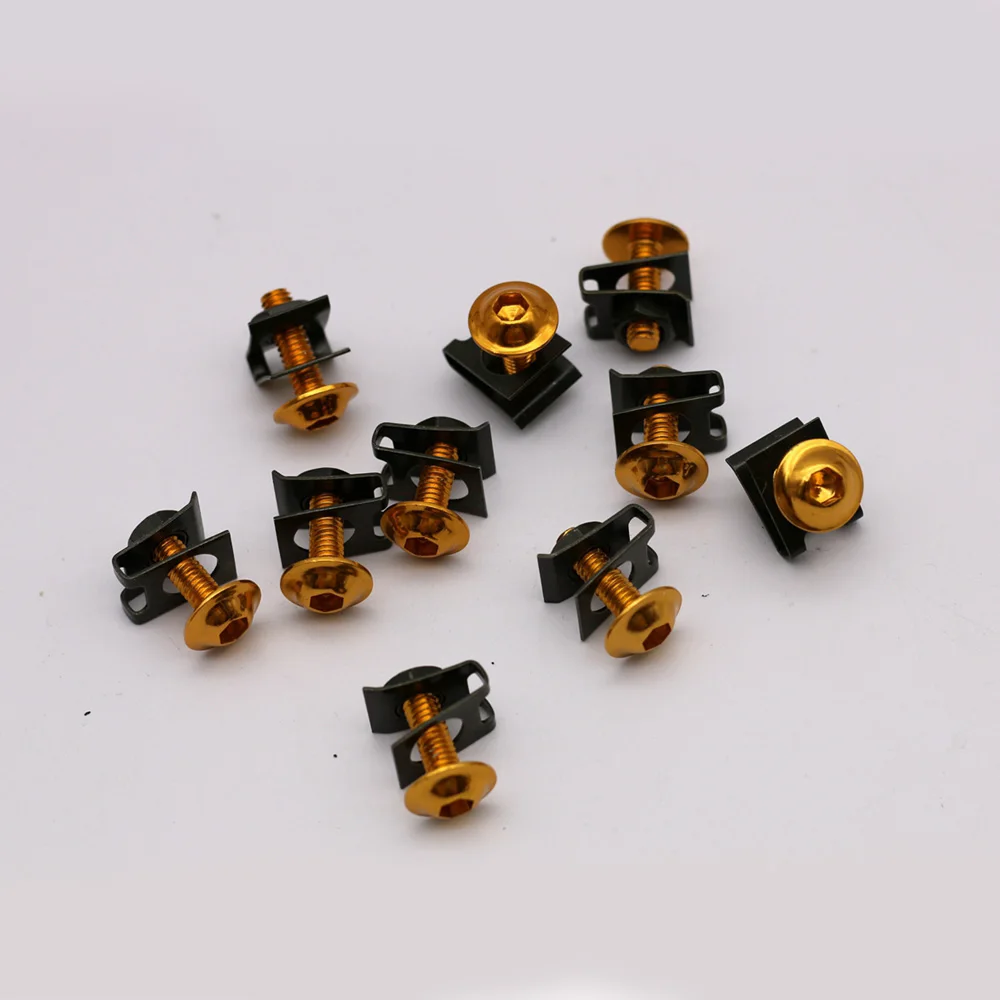10PCS/Set M6 6mm Motorcycle Fairing Bolts Spire Speed Fastener Clips Screw Spring Bolots Nuts Motocicleta Scooters | Автомобили и