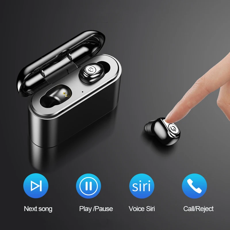 Bluetooth Earphones 5.0 TWS Earbuds Invisible Mini Wireless Earphones Bass Stereo Headsets with 1200 mAh Charging Box