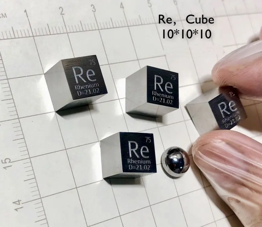 

99.95% High Purity Rhenium Re Carved Element Periodic Table 10mm Cube