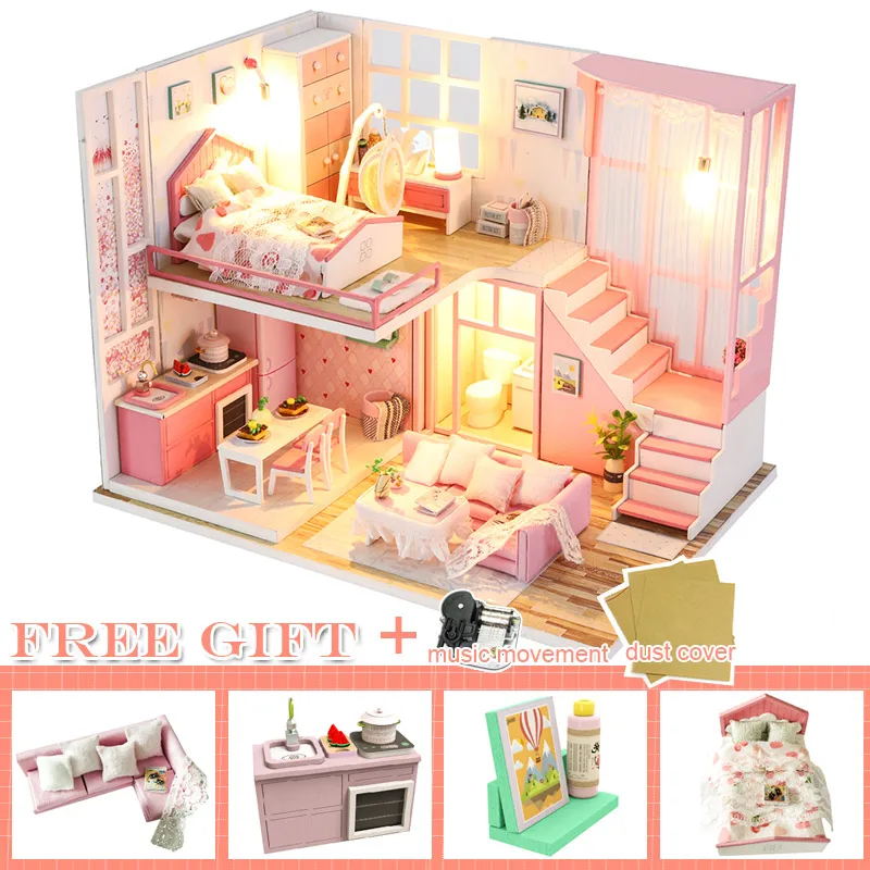 M22C CUTEBEE DIY Doll House Wooden Doll Houses Miniature dollhouse Furniture Kit Toys for children Christmas Gift L025 - Цвет: M22C