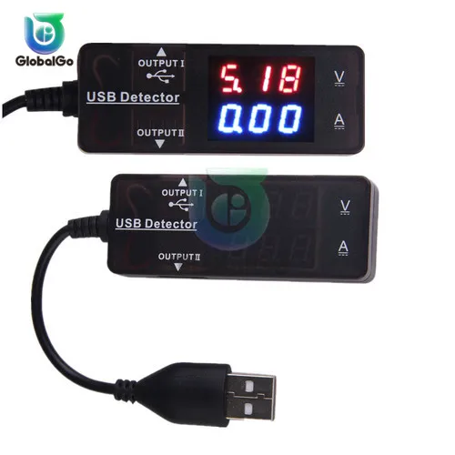 With USB cable Электрическая мощность USB lcd Ток Напряжение Емкость Тестер DC USB Тестер измеритель напряжения тока цифровой амперметр Банк питания - Цвет: With USB cable