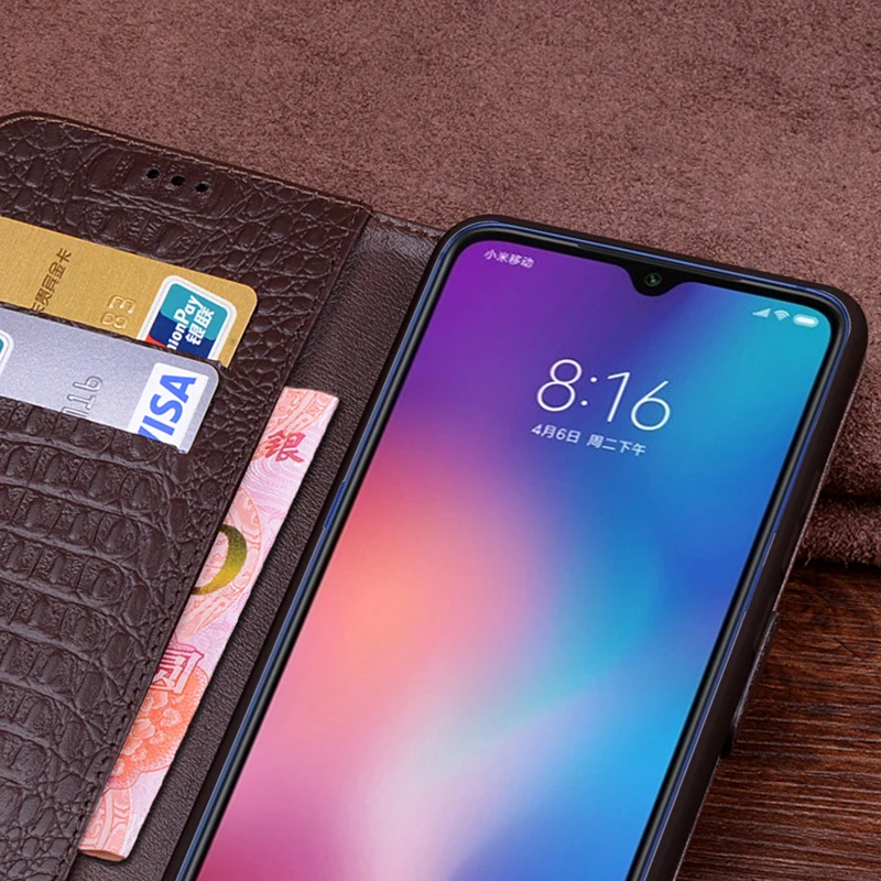 Чехол-книжка AIBOULLY из натуральной кожи для Xiaomi 9 9SE защитный чехол телефона кожаный