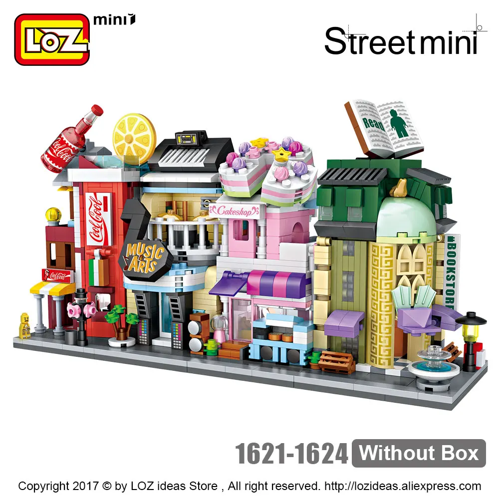 Set Without Box LOZ мини кирпичи архитектура мини модель "улица" торт магазин строительство сборки Игрушка Город Квадратный Блок набор детский подарок книжный магазин - Цвет: Set Without Box