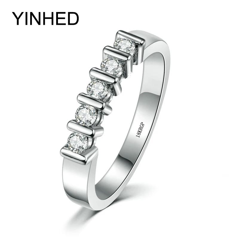 

Женское кольцо YINHED, белое золото 18KGP, обручальное кольцо с фианитом AAA +, Anel ZR480