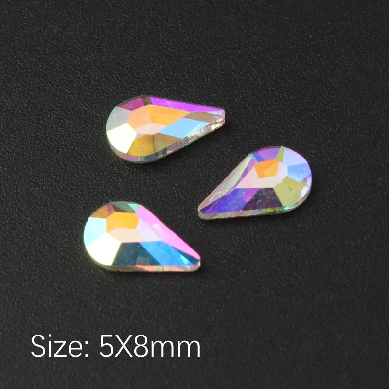 Drop 5X8mm(Flat) Лучшие продажи кристалл AB 3D дизайн ногтей Стразы необычной формы кристаллы и камни для DIY художественное оформление ногтей - Цвет: Drop 5X8mm(Flat)
