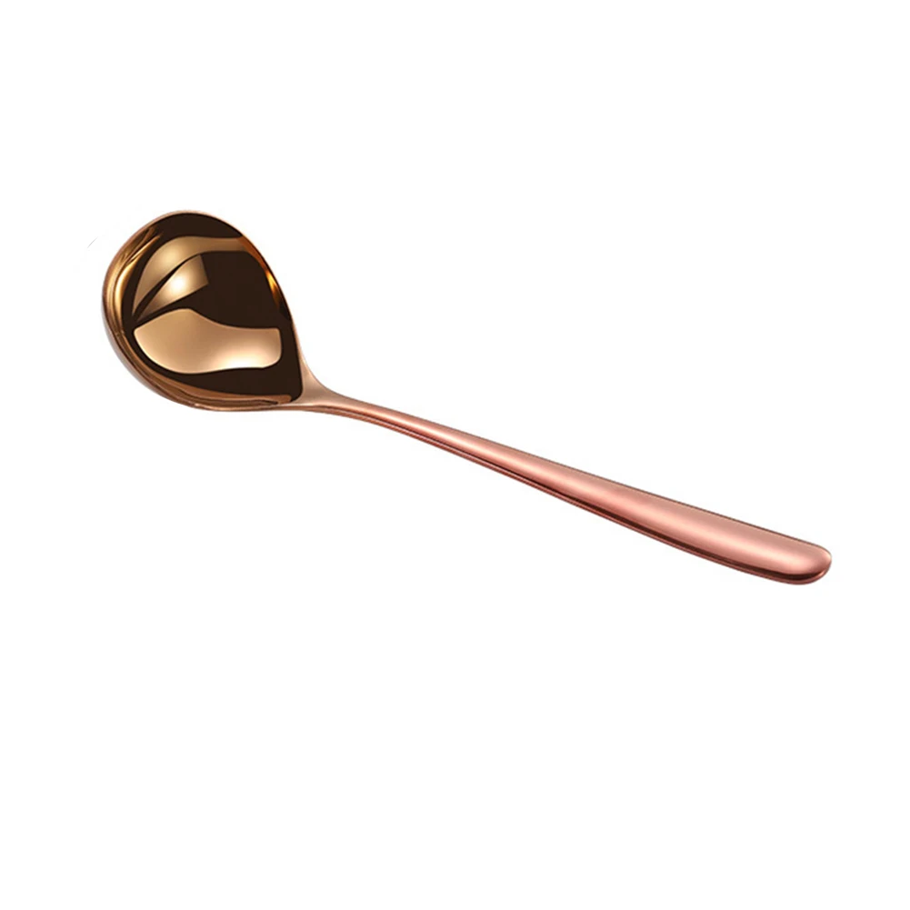 Rose Gold Новая 1 шт. нержавеющая стальная длинная ручка десерт Чай Кофе суповые ложки ковш посуда ложки столовые ложки кухонный инструмент - Цвет: Rose Gold