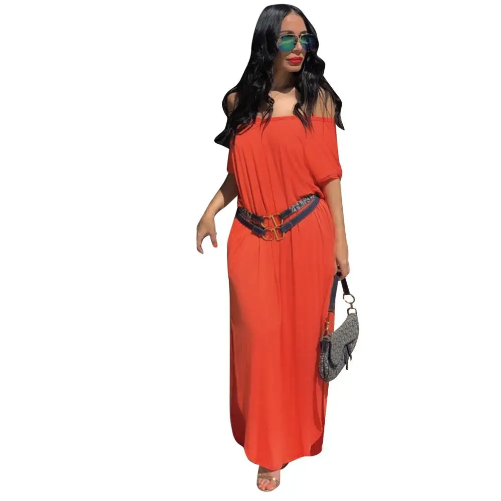 Повседневное однотонное длинное платье с косым вырезом женское сексуальное