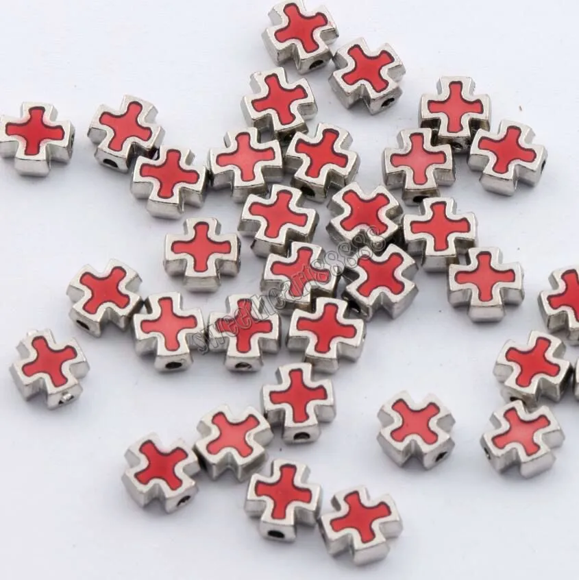 

360pcs Mixed Color Enamel Square Cross Beads 8MM Jewelry DIY L1556