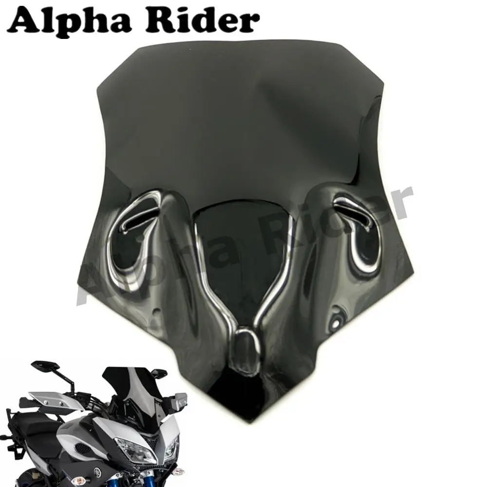 Двойной пузырь мотоцикл лобовое стекло ветер экран для Yamaha MT09 MT 09 Tracer 2015 Черный