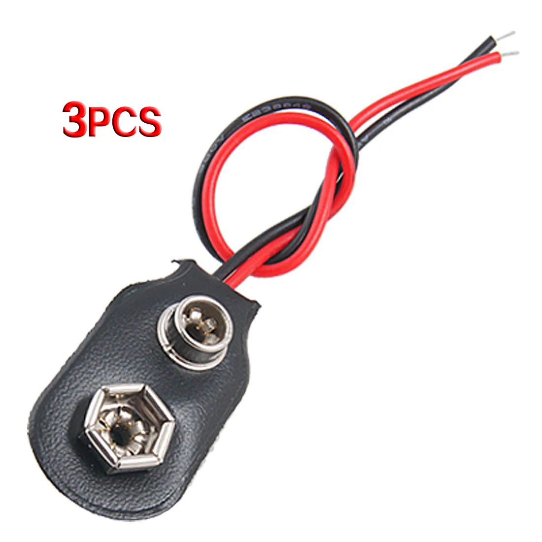 3 pcs Leather Shell 9V 9 Volt Battery Clip Connector Cable | Power Cords &amp Extension