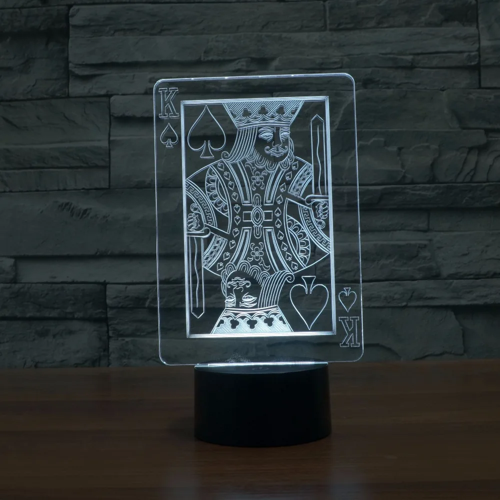 Радужные цвета покер Король 3d иллюзия лампы пасхальное украшение Falsh светодиоды