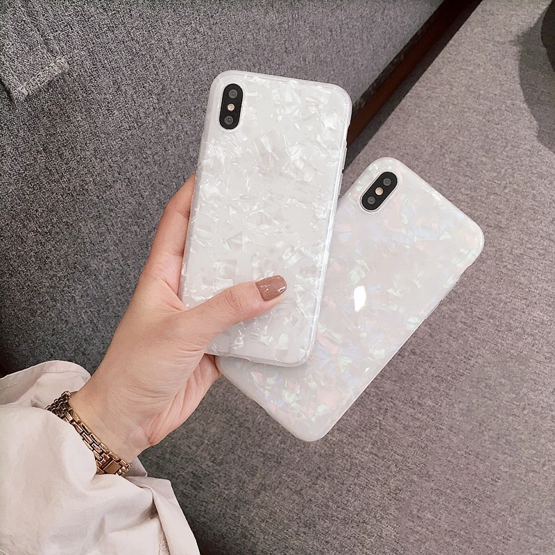 GlamPhoneCase Foil Bling Paillette Phone Cases For iPhone 8 7 6 6S Plus X Case White Conch Shell 2018 Fashion Coque Cove |