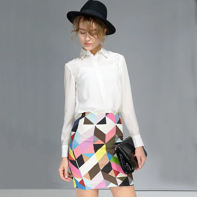 Женская рубашка с длинным рукавом базовая шелковая блузка из 2019 шелка тутового