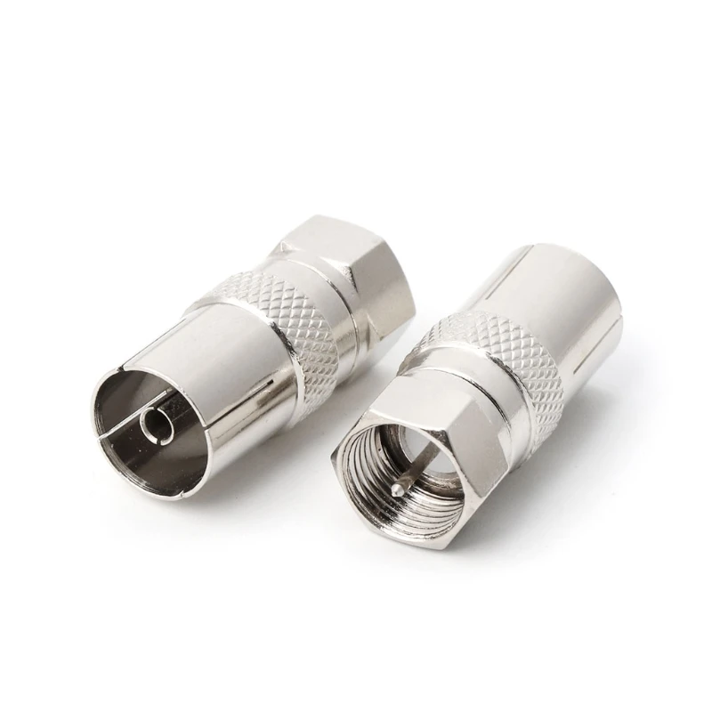 

OOTDTY 2Pcs F Type Male Plug Connector Socket to RF Coax TV Aerial Female RF Adapters Zinc Alloy Silver