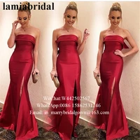 sexy red mermaid african formal prom dresses 2k19 plus size cheap long satin 2019 girls couple fashion formal evening party gown