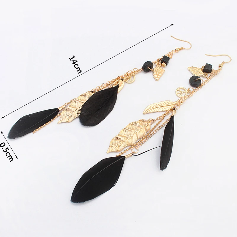 

Novel Fashion Tassel Dangle Long Earrings For Women Leaf feather earrings Brincos Bijoux Wedding Earrings Bride Jewelry