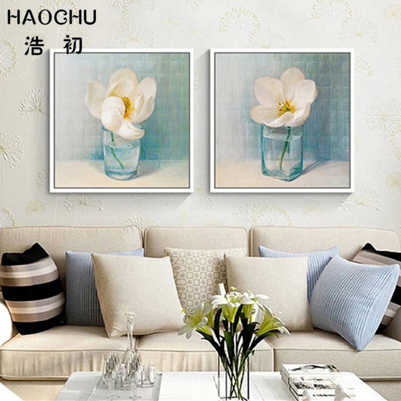 HAOCHU 4 вида эскизов цветок холст живопись современный абстрактный белый цвет