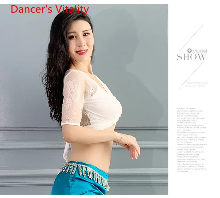 Belly Dance Top New Spring Summer Short Sleeve Sexy Lace Slim Fit Training Outfits Oriental Indian Dancing Competition Top