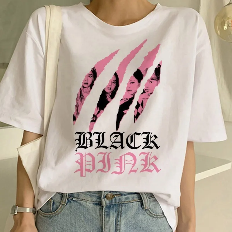 Футболка Kill This Love, Harajuku, черная, розовая футболка, 90 s, мультяшная футболка, женская мода, LISA JISOO, Дженни, роза, топ, футболка для женщин, Ullzang - Цвет: 19