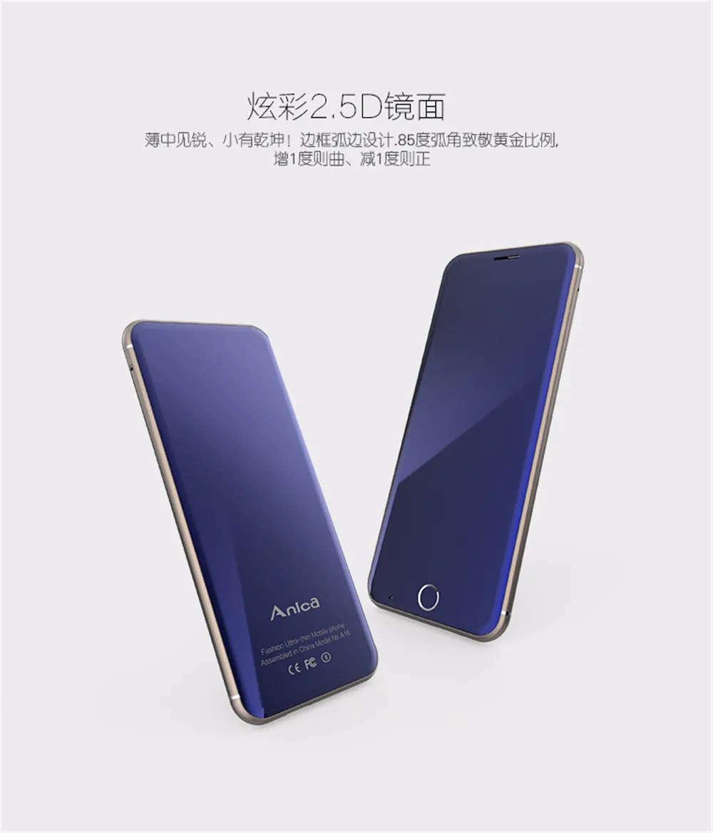Anica A16 Мини Сотовые телефоны, 1,5" размер кредитной карты, Bluetooth номеронабор, мини мобильный телефон, две sim-карты, большой звук, музыкальный телефон
