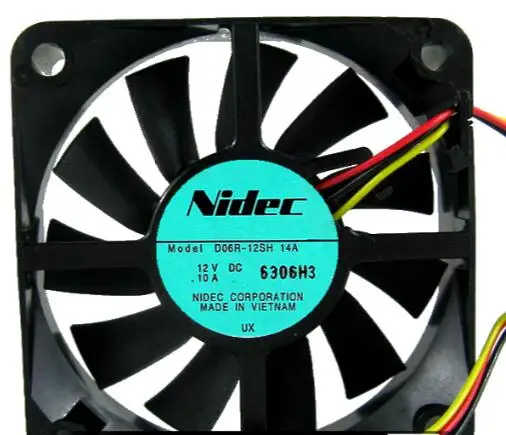 Оригинальный трехпроводный бесшумный охлаждающий вентилятор NIDEC D06R-12SH 14A 60*60*15 12 В 0,1a 6 см