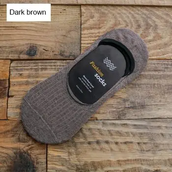 5pairs Dark brown MWZHH новые стильные летние тонкие мужские невидимые носки дышащие Харадзюку Ретро 10 цветов светильник хлопковые силиконовые Нескользящие носки - Цвет: 5pairs Dark brown