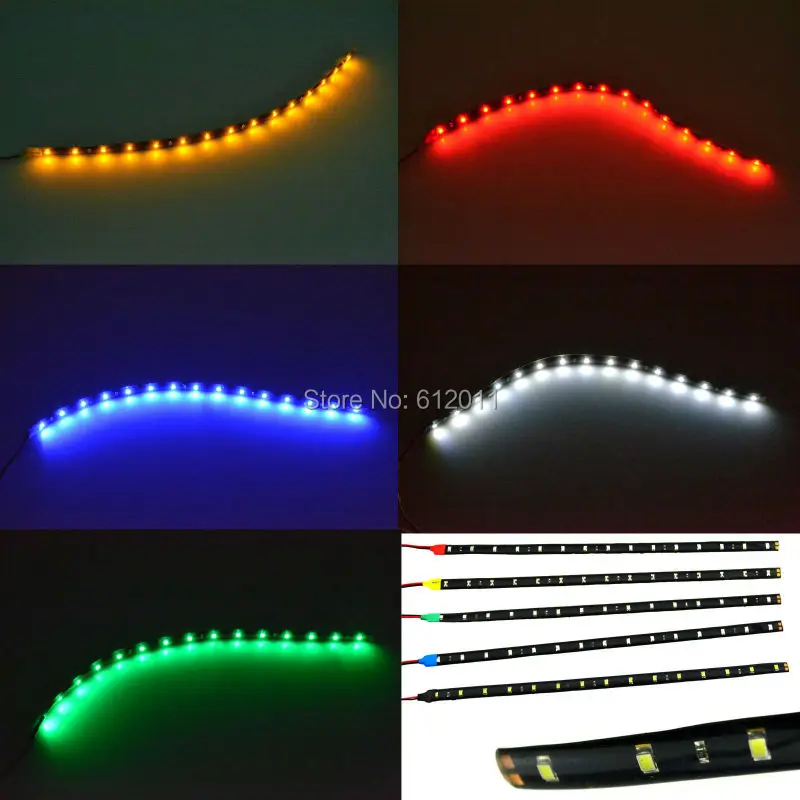 30 см 12 дюймов 15 LED 12V 3528 SMD гибкая водонепроницаемая полоса для автомобиля красный