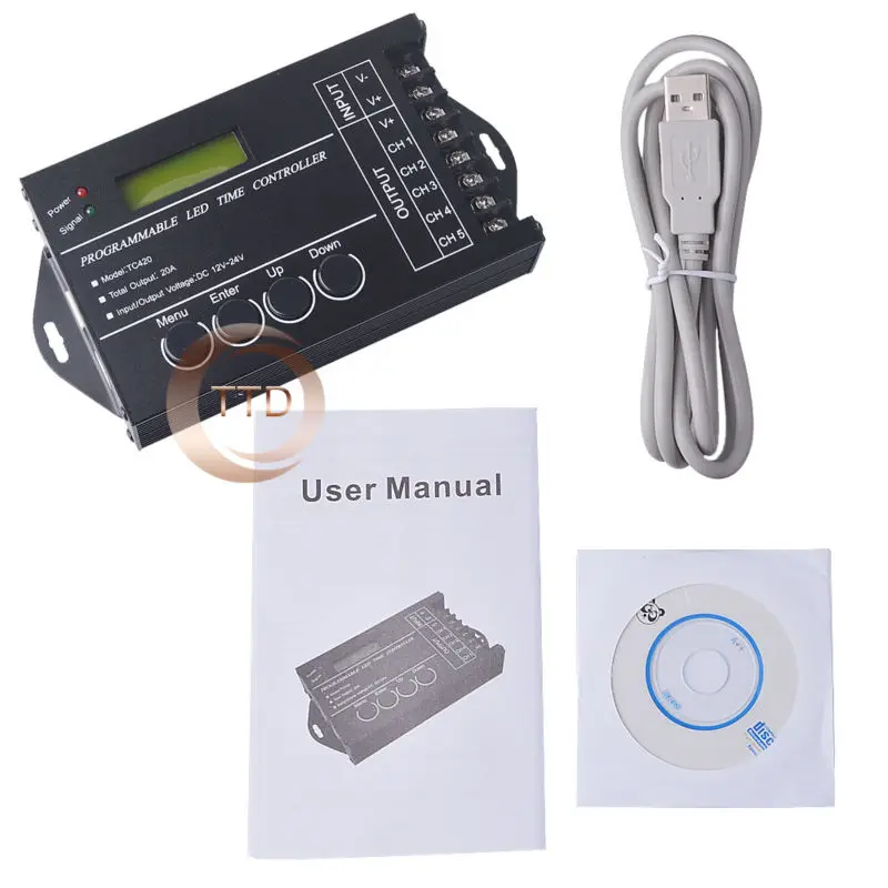 Время программируемый RGB светодиодный контроллер TC420 DC12V/24 V TC423 AC100V 240V 5 канальный