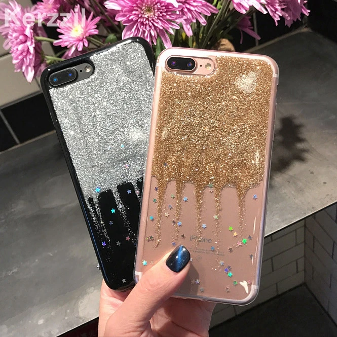 Блестящие Чехлы Kerzzil с градиентом золотого и серебряного цвета для iPhone 7 6 6S Plus