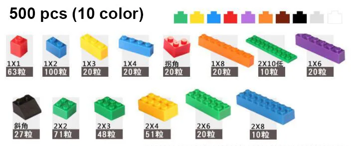 Новинка 500/1000 шт Строительные блоки Набор кирпичей DIY креативные игрушки детские развивающие объемные радужные Кирпичи совместимы с большинством блоков
