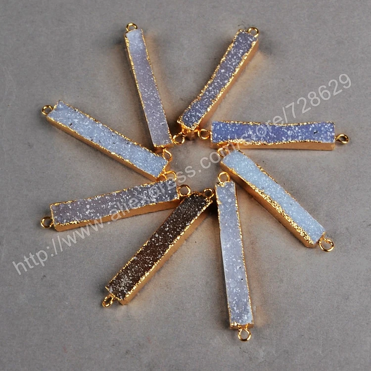 BOROSA 5 шт./лот Натуральный Druzy Drusy Кристалл коннектор золото электроформованный