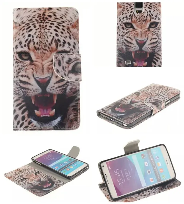 Прохладный пантера кожаный бумажник крышка чехол для Samsung Galaxy Note4|card|card holder casecard fax