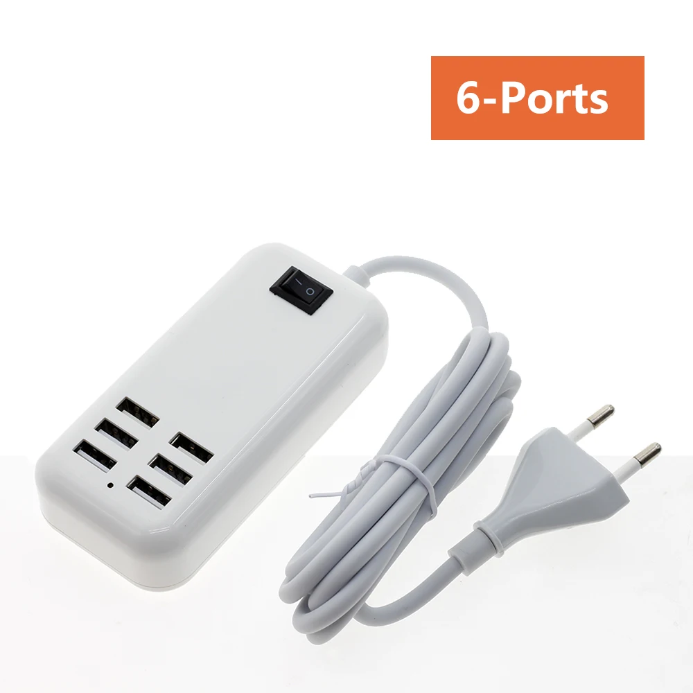 USB адаптер питания 5 в пост. Тока вилка стандарта ЕС/США 1 / 2 3 6 портов светодиодный