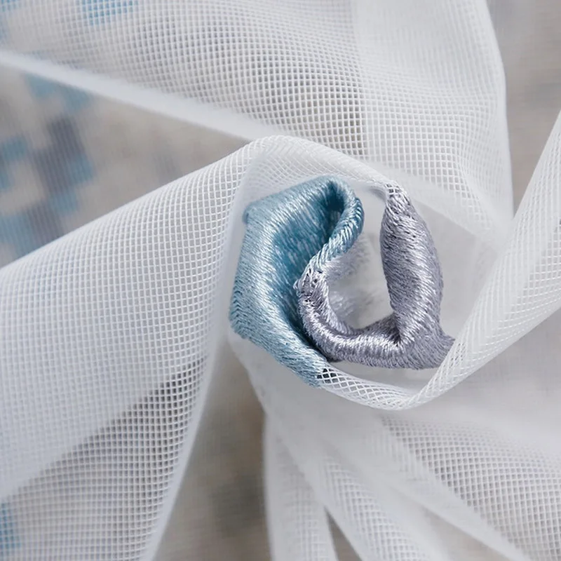 Blue Цветная вышитая стразами Штора для детской одежды, для мальчиков и девочек, для спальни, фэнтези, прозрачная вуаль, белый тюль для гостиной, M110D3 - Цвет: Blue