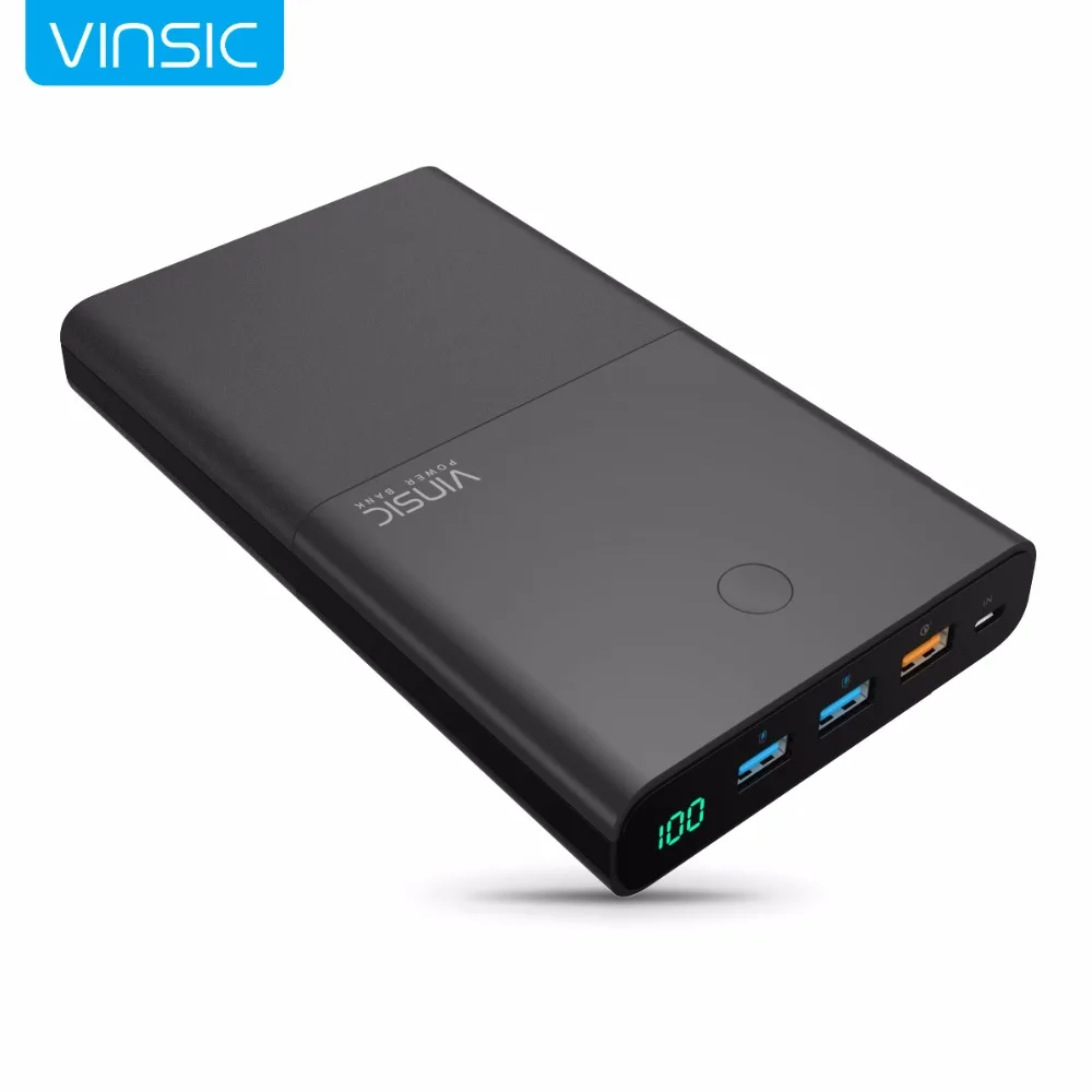 Внешний аккумулятор Vinsic 28000 мАч Quick Charge Мощность power Bank 5 В/9 В/12 V смарт QC 3 0 2 Порты usb