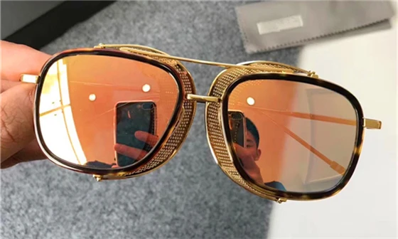 tortoise-orange Винтажные Ретро качественные Квадратные Солнцезащитные очки в стиле панк TB805 сплав/ацетат линзы в оправе с покрытием Модный чехол в коробке - Цвет линз: tortoise-orange