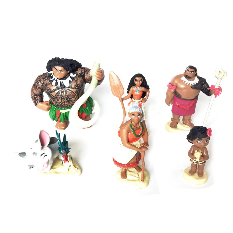 

Disney New Toys Moana Princess Maui Chief Tui Tala Heihei Pua PVC Action Figure Collectible Model Toy